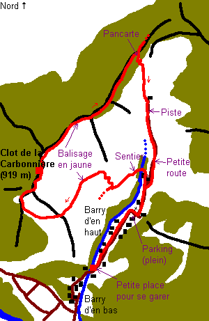 Itinéraire de randonnée en circuit au Clot de la Carbonnière.