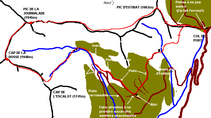 Itinéraire de randonnée au Pic de la Journalade (1945m), Pic d'Estibat (1663m) et Cap de la Dosse (1948m)