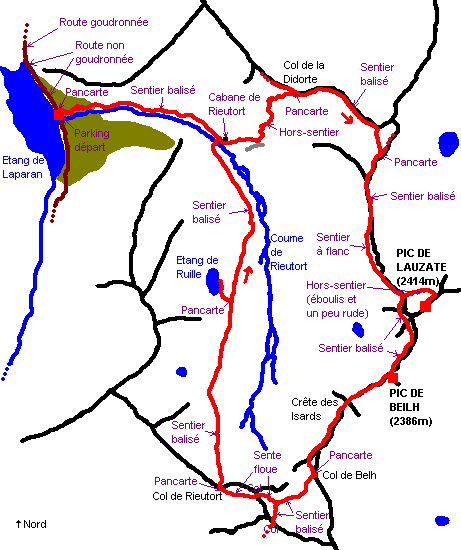 Itinéraire de randonnée au Pic de Lauzate