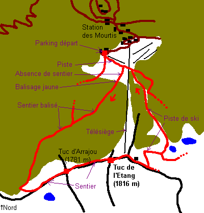 Itinéraire de randonnée en circuit au Tuc de l'Etang