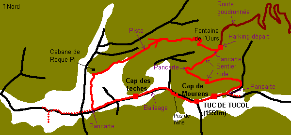 Itinéraire de randonnée au Tuc de Tucol (1559m).